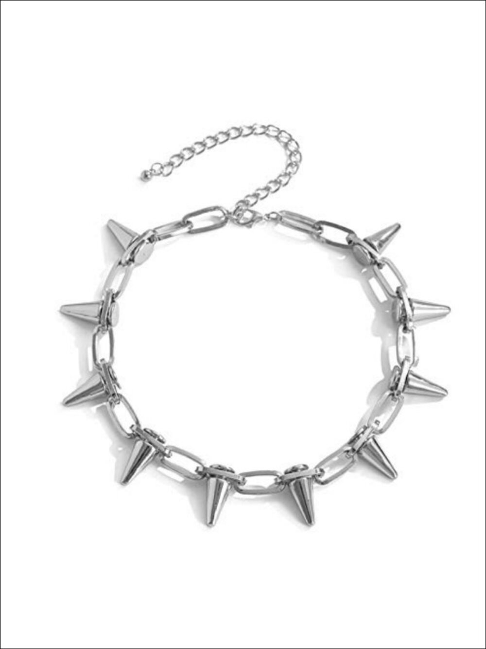 Punk Rivet Spike Plated Chain Choker Gothic Pu Leather Key Lock Charm Necklace